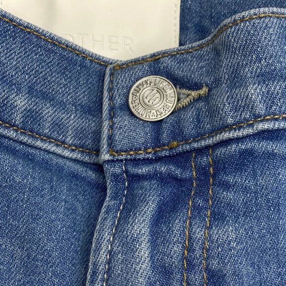 Mother Women's The Hustler Ankle Fray Jeans Light Blue High Rise Flare Size 32 - Picture 8 of 9